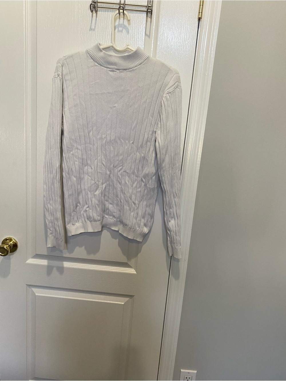 Men's Cream Ribbed Turtleneck Sweater
